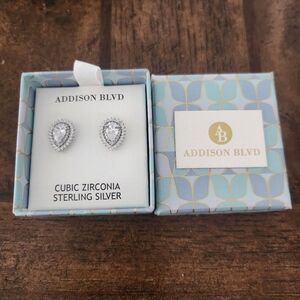 Addison Blvd Cubic Zirconia 925 Sterling Silver Earrings NEW